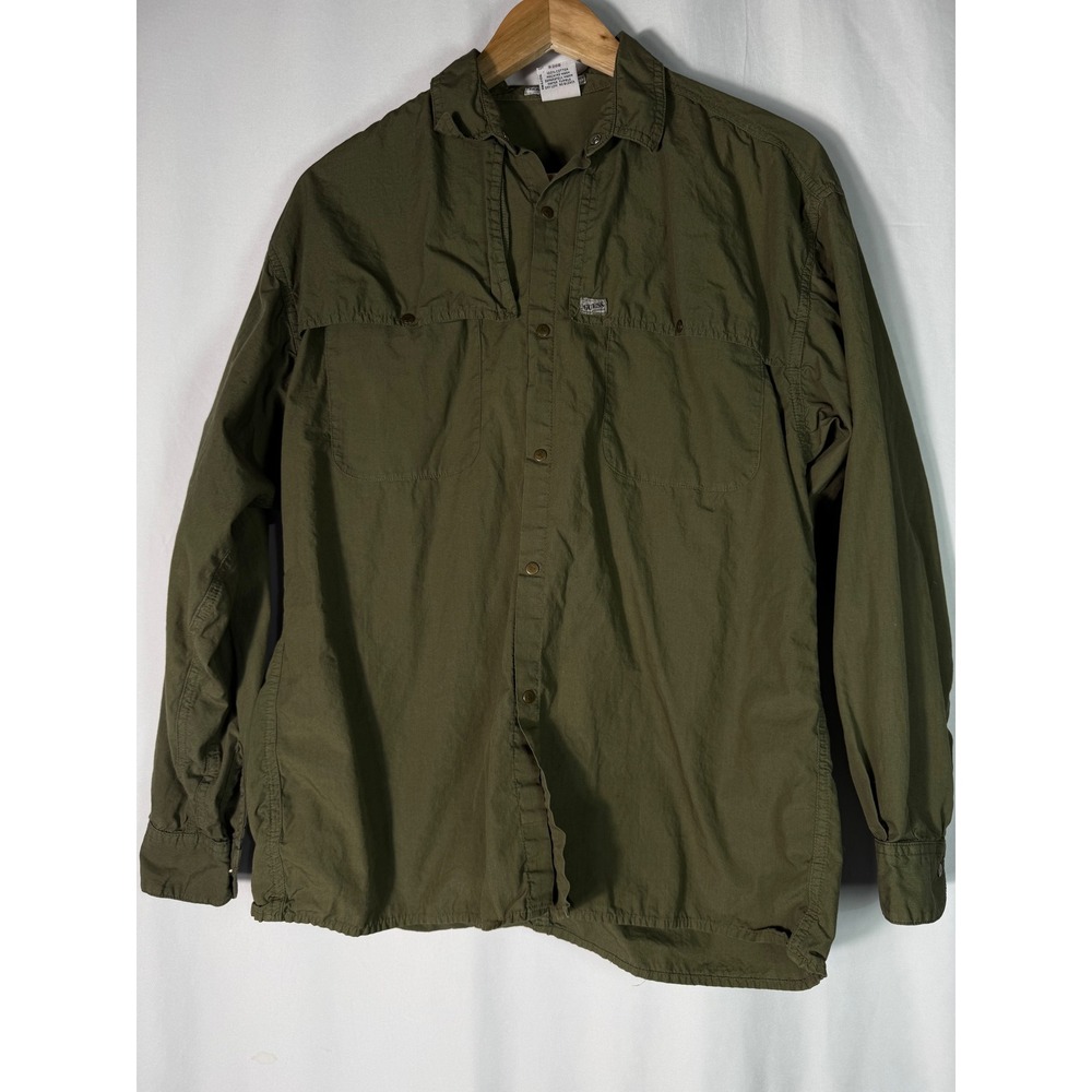 VTG GUESS by Georges Marciano Olive Green Cotton Button Up Shirt Size 1 Made USA